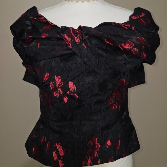 White House Black Market Off-Shoulder Jacquard Corset Top – Size 10 - Picture 2 of 6